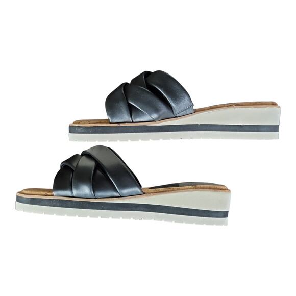 Vince Camuto Vivistie Wedge Slide Sandals‎ Black Leather Women's Size 9M - Picture 5 of 9